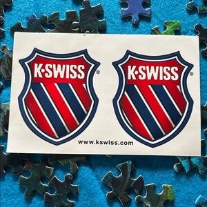 K-Swiss Vintage 1980s Red and Blue Shield Stickers